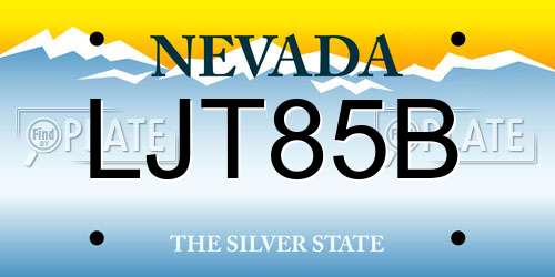 LJT85B Nevada License Plate