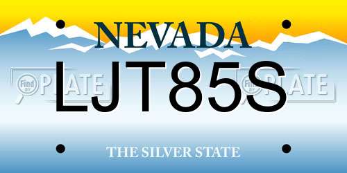 LJT85S Nevada License Plate