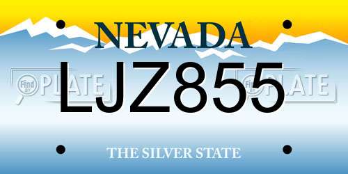 LJZ855 Nevada License Plate