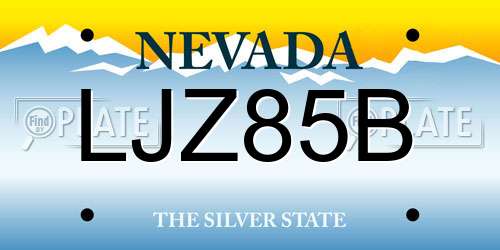LJZ85B Nevada License Plate