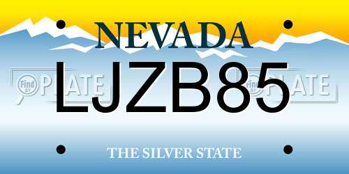 LJZB85 Nevada License Plate