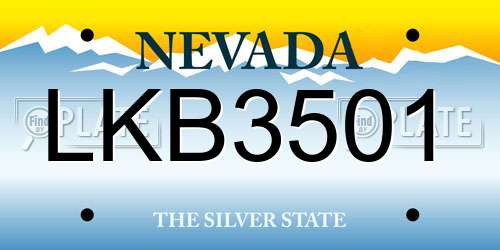 LKB3501 Nevada License Plate