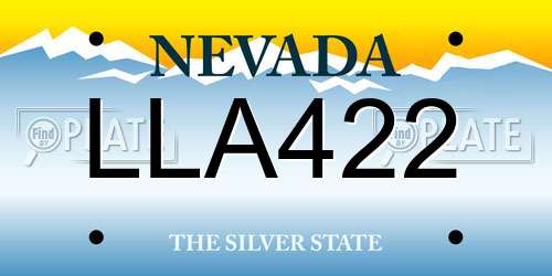 LLA422 Nevada License Plate