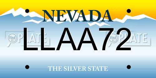 LLAA72 Nevada License Plate
