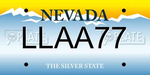 LLAA77 Nevada License Plate