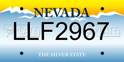 LLF2967 Nevada License Plate