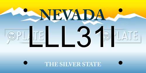 LLL31I Nevada License Plate