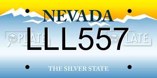 LLL557 Nevada License Plate