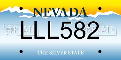 LLL582 Nevada License Plate