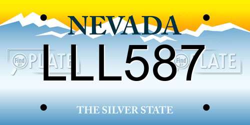 LLL587 Nevada License Plate