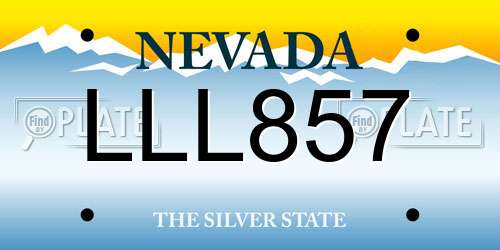LLL857 Nevada License Plate
