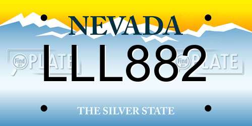LLL882 Nevada License Plate