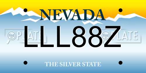 LLL88Z Nevada License Plate