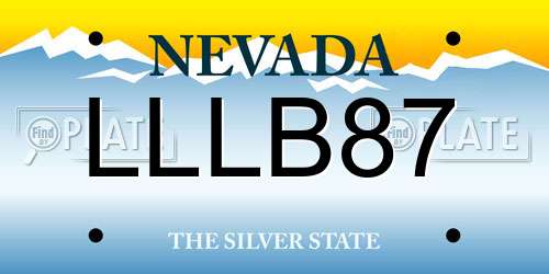 LLLB87 Nevada License Plate