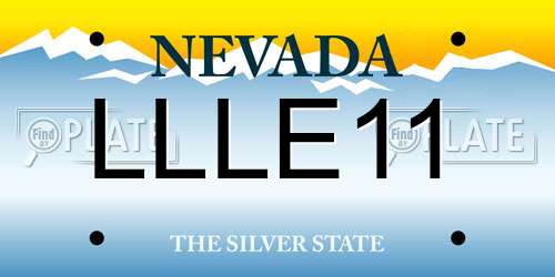 LLLE11 Nevada License Plate
