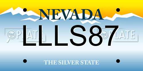 LLLS87 Nevada License Plate