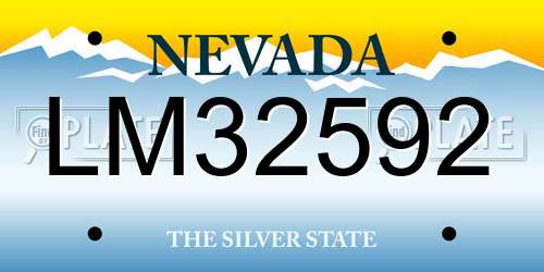 LM32592 Nevada License Plate