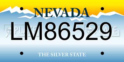 LM86529 Nevada License Plate