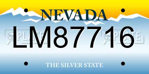 LM87716 Nevada License Plate