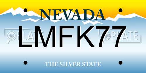 LMFK77 Nevada License Plate