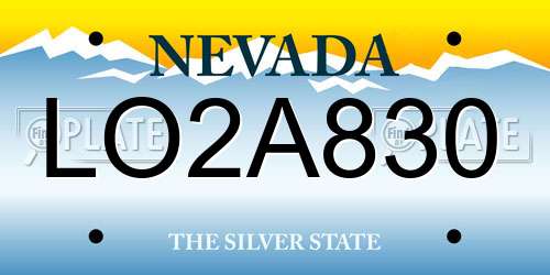 LO2A830 Nevada License Plate