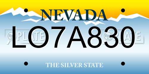 LO7A830 Nevada License Plate
