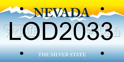 LOD2033 Nevada License Plate