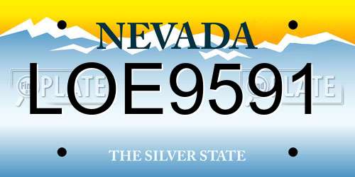 LOE9591 Nevada License Plate