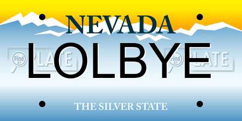 LOLBYE Nevada License Plate