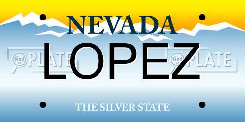 LOPEZ Nevada License Plate
