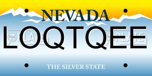 LOQTQEE Nevada License Plate