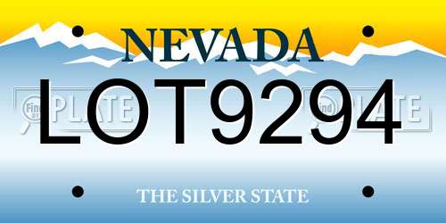 LOT9294 Nevada License Plate