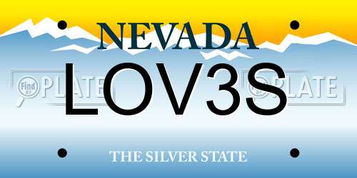 LOV3S Nevada License Plate