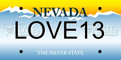 LOVE13 Nevada License Plate