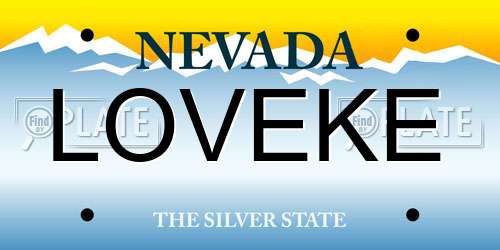 LOVEKE Nevada License Plate