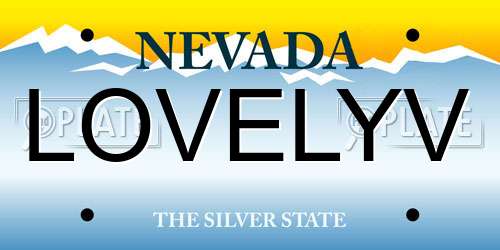 LOVELYV Nevada License Plate