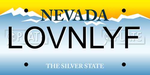 LOVNLYF Nevada License Plate