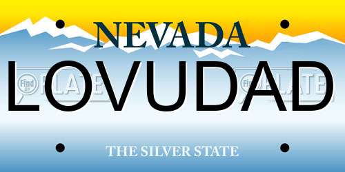 LOVUDAD Nevada License Plate