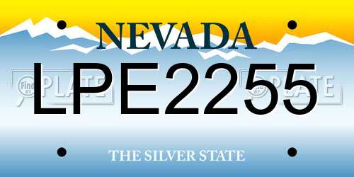 LPE2255 Nevada License Plate