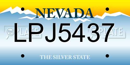LPJ5437 Nevada License Plate