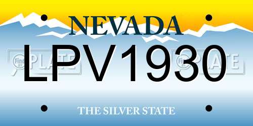 LPV1930 Nevada License Plate