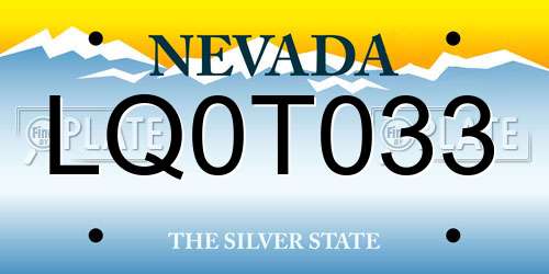 LQ0T033 Nevada License Plate