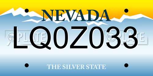 LQ0Z033 Nevada License Plate