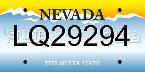LQ29294 Nevada License Plate