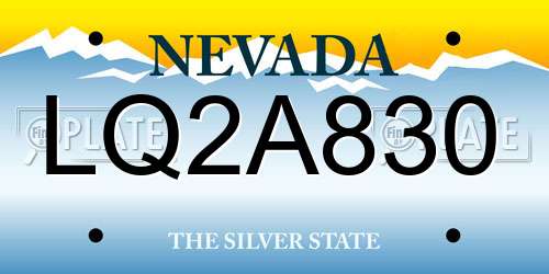 LQ2A830 Nevada License Plate