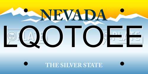 LQOTOEE Nevada License Plate