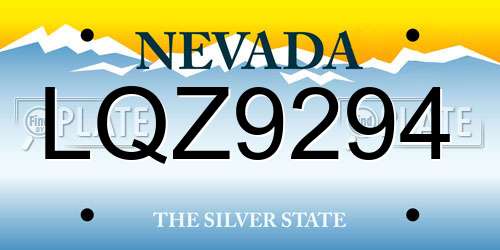 LQZ9294 Nevada License Plate