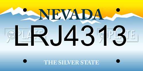 LRJ4313 Nevada License Plate