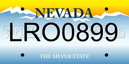 LRO0899 Nevada License Plate