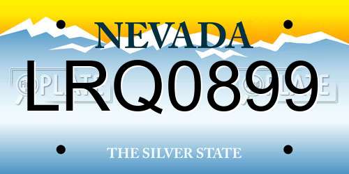 LRQ0899 Nevada License Plate
